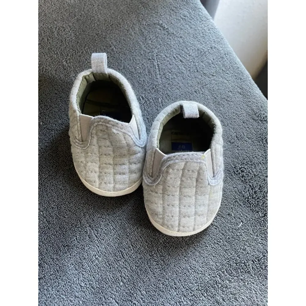 Carter's Quilted Slip-On Baby Walker Shoes in Gray NWOT